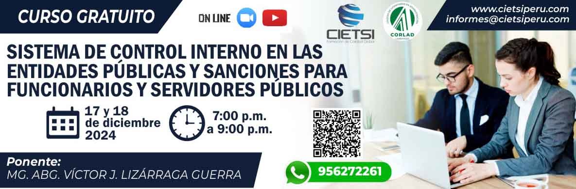 CURSO ESPECIALIZADO SISTEMA DE CONTROL INTERNO EN LAS ENTIDADES PÚBLICAS Y SANCIONES PARA FUNCIONARIOS Y SERVIDORES PÚBLICOS 2024